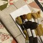 Gul pute med solsikker -  Startpakke med Aida, broderigarn og applikasjonspapir