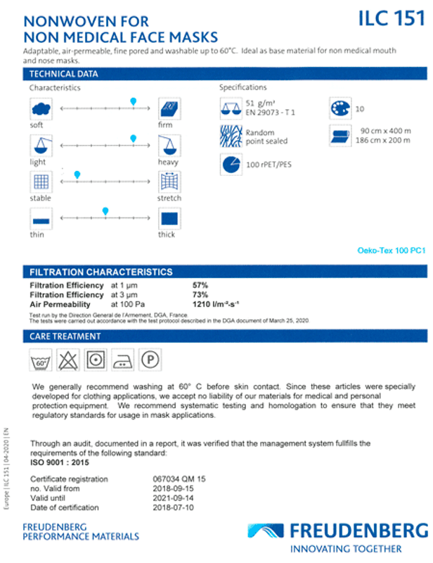ILC 151 Mask - innlegg/filter til munnbind
