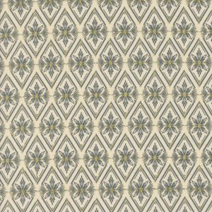 Old World Yuletide - Blått mønster med litt gull på lys bunn 2m