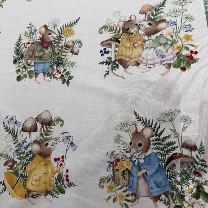 Jordbær mus - stoffpakke og panel 